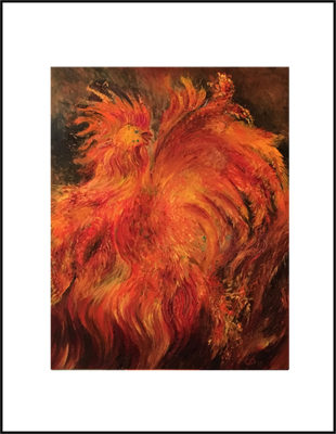 Fire Rooster Dancer Print with Mat
