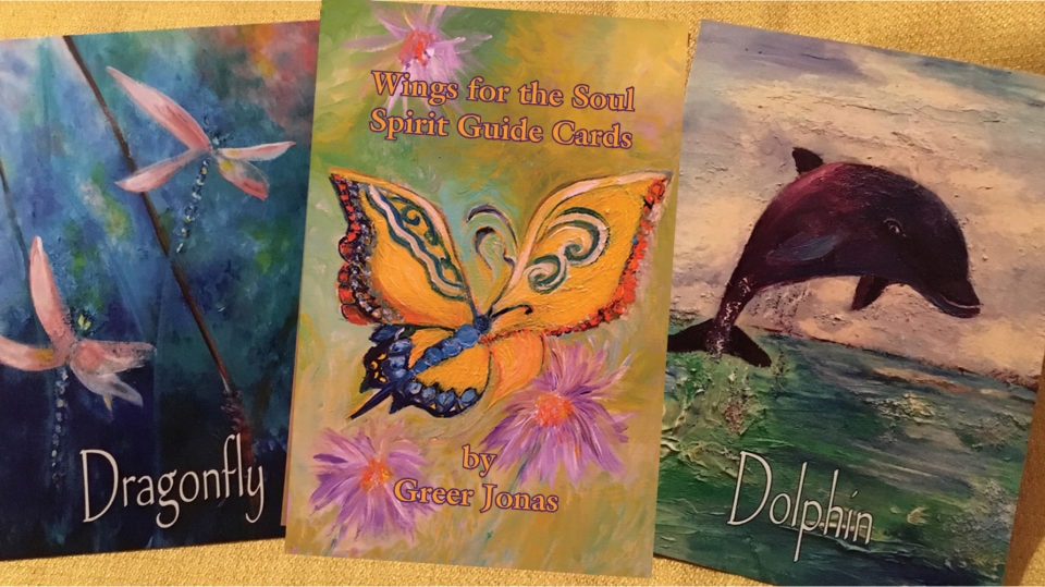 Dragonfly, Butterfly, and Dolphin Spirit Guide cards